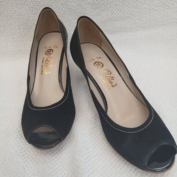 New black suede and patent leather low heels - Picture 8 of 10